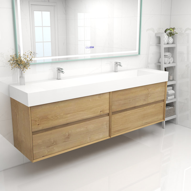 Meuble-lavabo double 84 po, Chêne