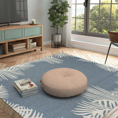 Indoor/Outdoor Throw Pillow, 22 Inch Round Cushion Cover with Insert
