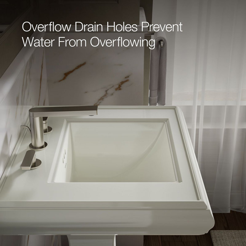 Memoirs®  Pedestal Tall Bathroom Sink with Overflow, Dune, 8" Centers