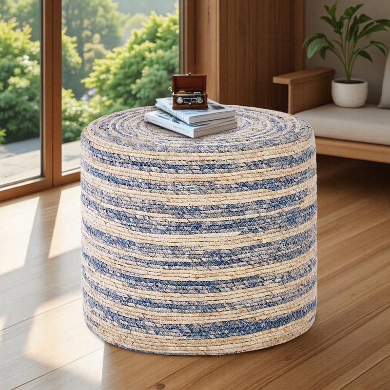 Pouf rond Onaway, Blé bleu