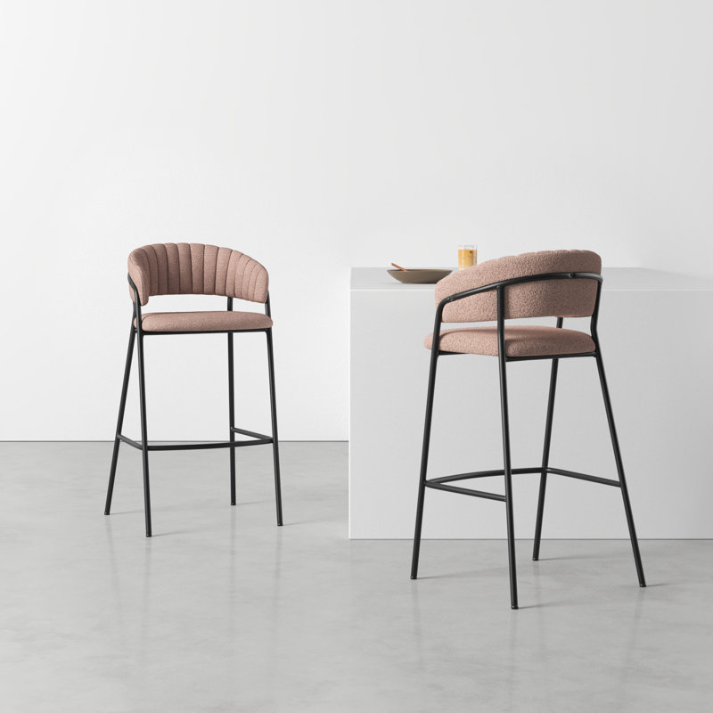 Mariam Upholstered Counter Stool, Brown, Bar Stool (29.9" Seat Height)