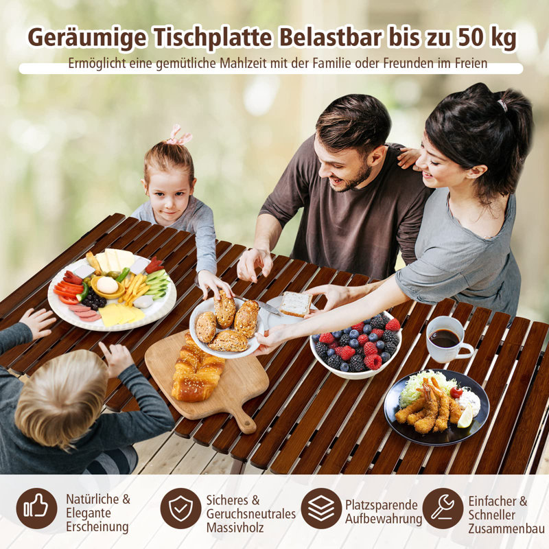 Amissa Folding Camping Table, Brown