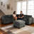 L-Shaped 4-Piece Modular Sectional With Cocktail Ottoman & Corduroy Upholstery-168498061
