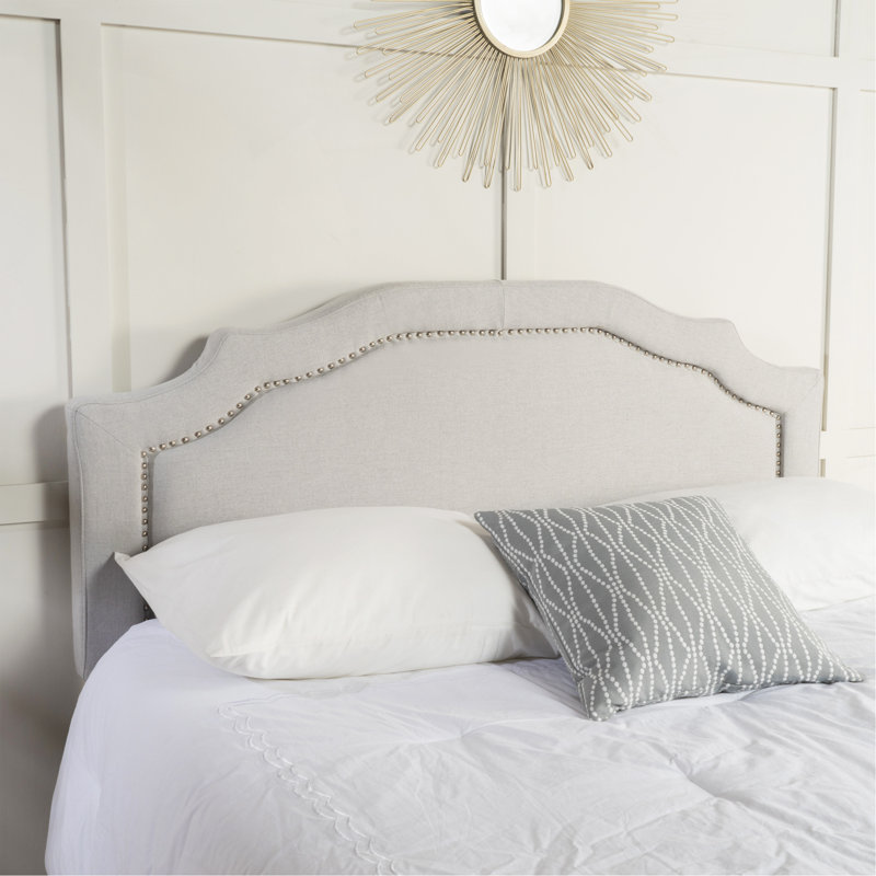 Upholstered Headboard Queen Size, Solid Wood Head Board with Durable Metal Legs, Adjustable Height Queen headboard with Nailhead Trim in Bedroom