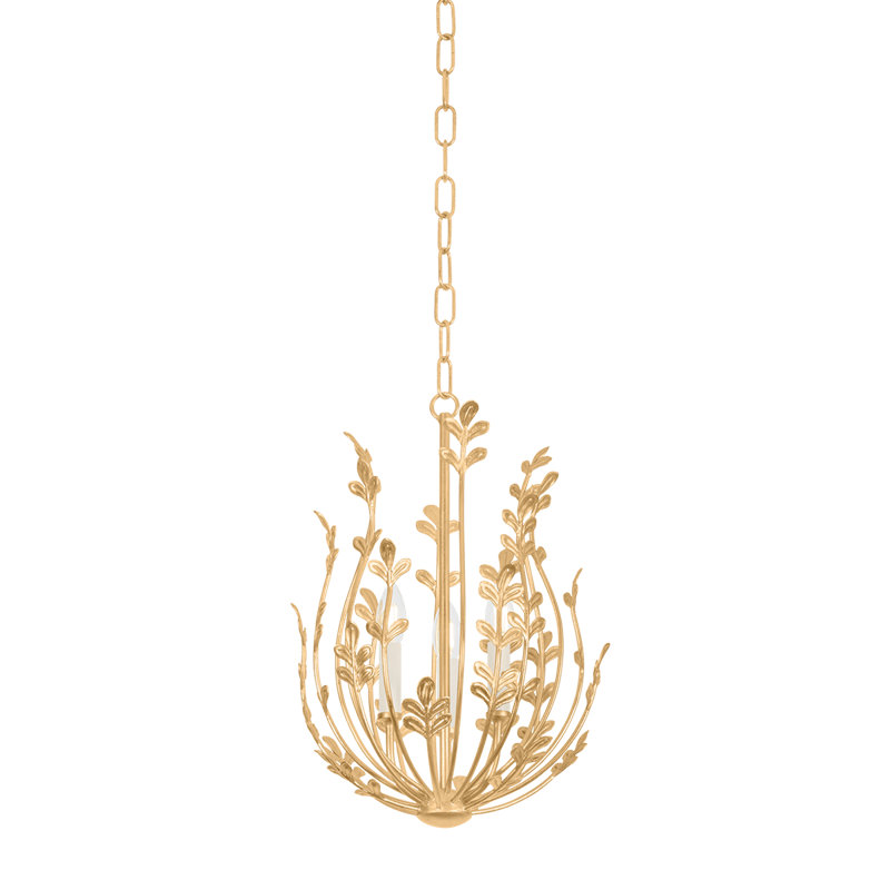 Troy Lighting Delmore 14.5 inch wide 3 Light Chandelier in Vintage Gold Leaf, 22.75" H x 45" W x 45" D, 3 Lights