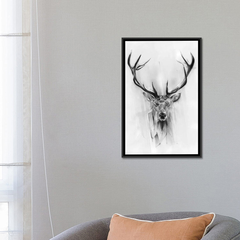 " Red Deer " by Alexis Marcou, 26" H x 18" W x 1.5" D, Black Framed Canvas, No Mat