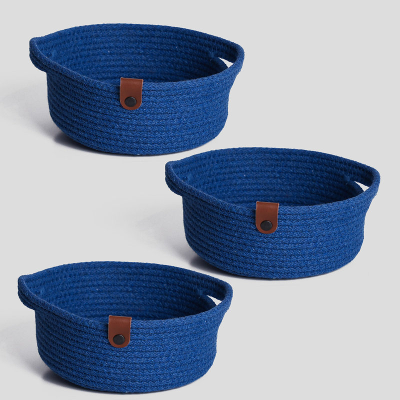 Brayden Studio Cotton Decorative Basket, Blue