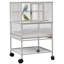 Grande cage à oiseaux 32,7 po, cage à oiseaux roulante 2 en 1 en métal | Grande cage à perruche avec support de rangement amovible pour perruche, oiseaux bleus, perroquets-blanc