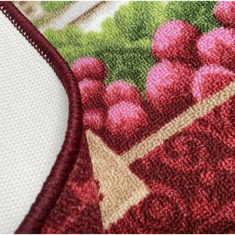 Burgundy Red Washable Kitchen Mat With Non-Slip Backing - 17"X24"