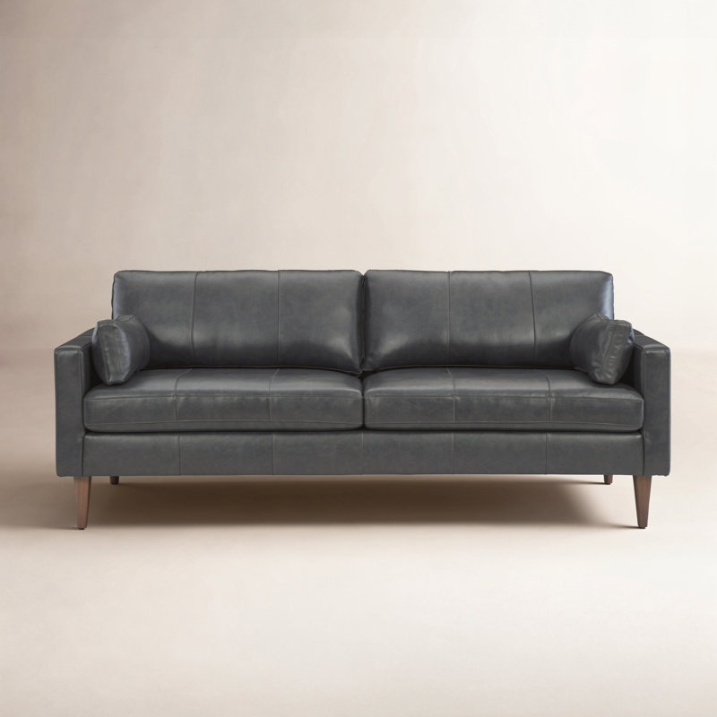 Viveros Upholstered 81'' Sofa, Midnight, Honey Birch