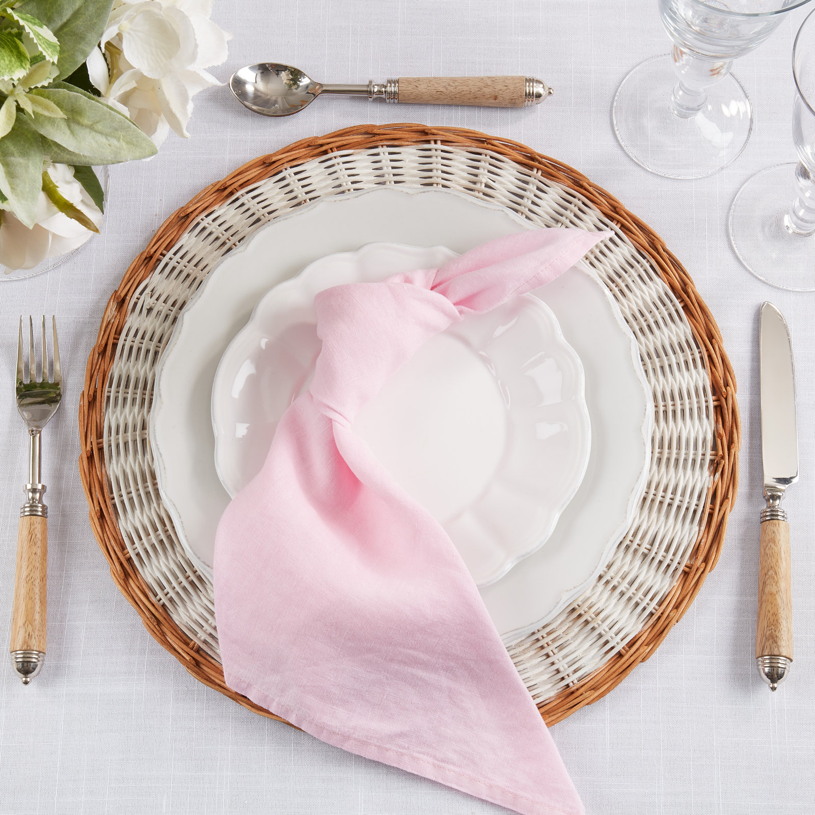 Caliban Reversible Linen Napkin, Pink