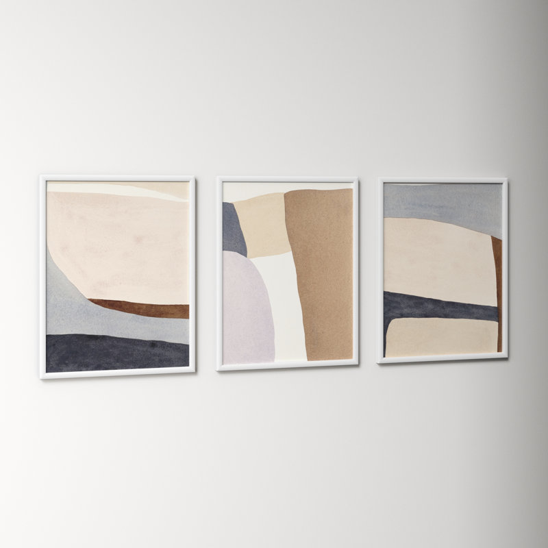 Divided " Divided By 3 In Blue " by Julia Balfour 3 - Pieces, 20" H x 48" W, White