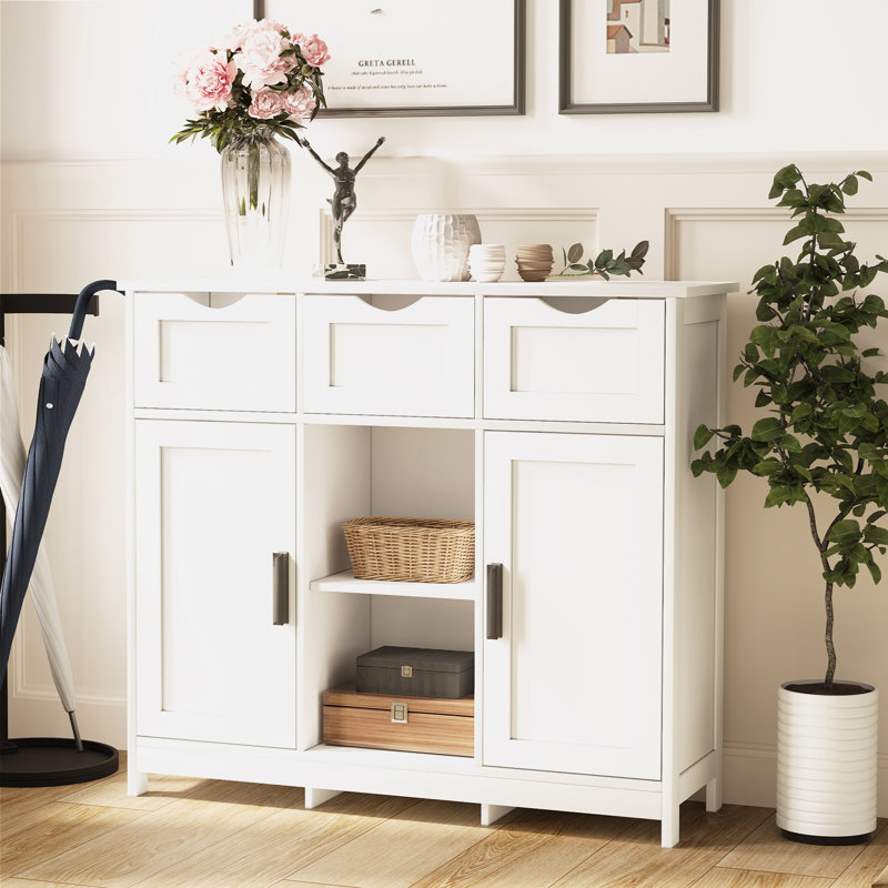 Storage Console Table, White