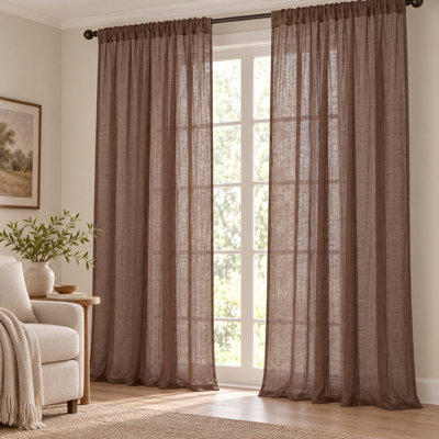 Panneau de rideau en 100% lin avec passe-tringle pour chambre à coucher et salon