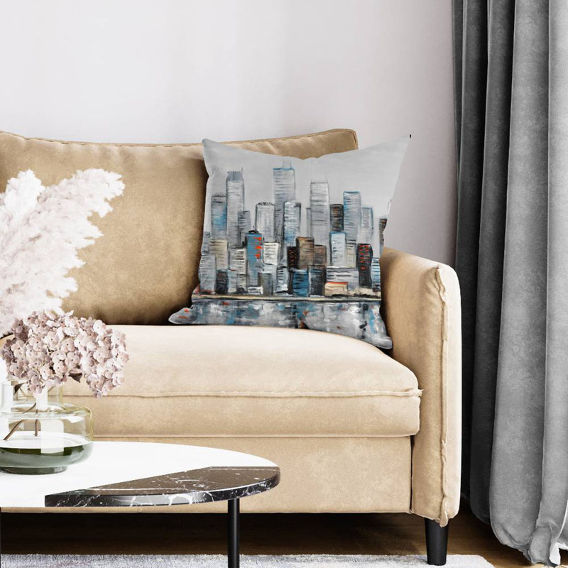 Abstract Urban Skyline Throw Pillow | Home Decor Accent