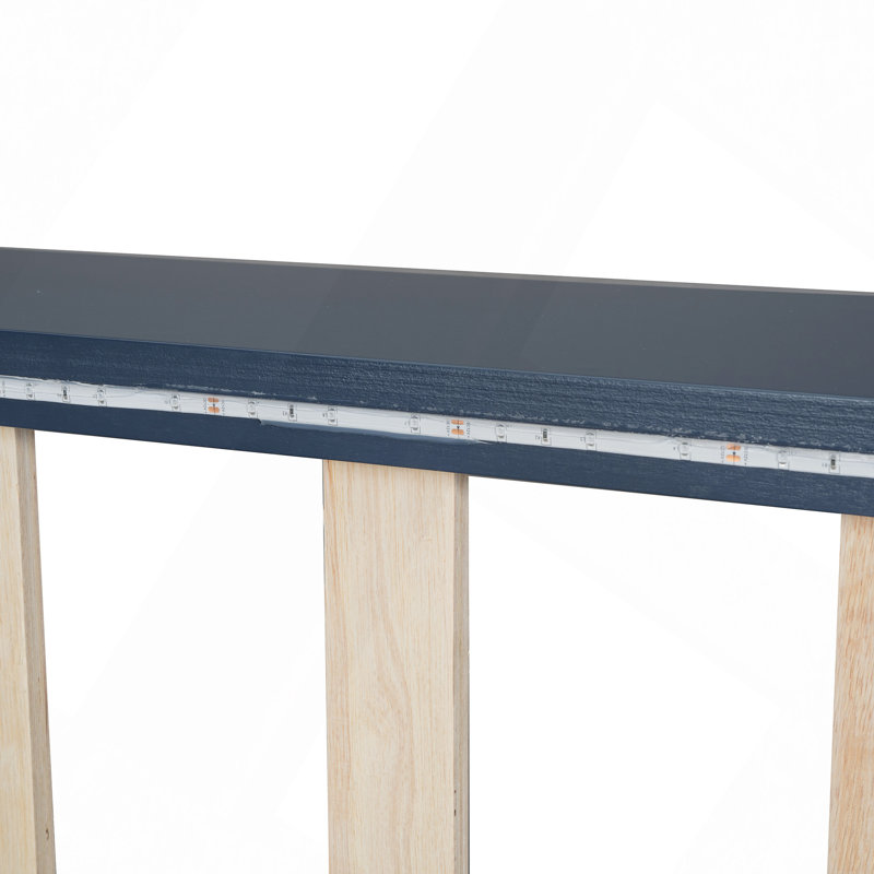 Lit plateforme en bois pour voiture de course avec DEL et dossier rembourré, Bleu