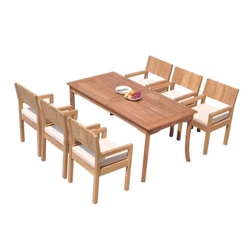Ensemble repas 7 pièces teck Gaviota, H 30 po x L 71 po x l 36 po, 8