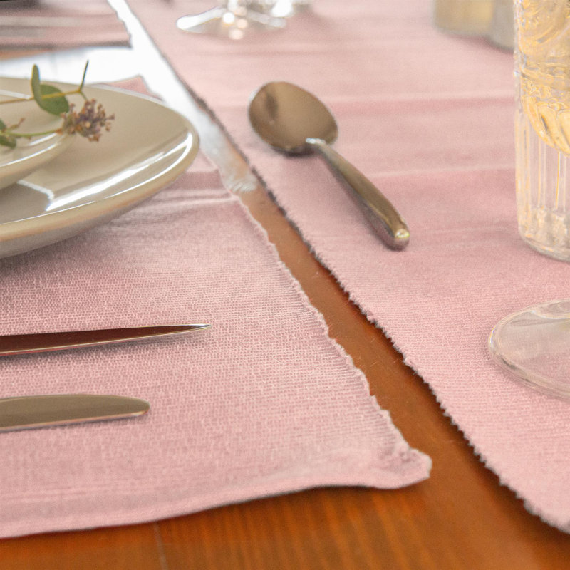 Nicola Spring - Cotton Fabric Placemats & Table Runner, Baby Pink