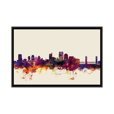 Skyline Series: Sacramento, Californie, États-Unis, impression sur toile tendue beige