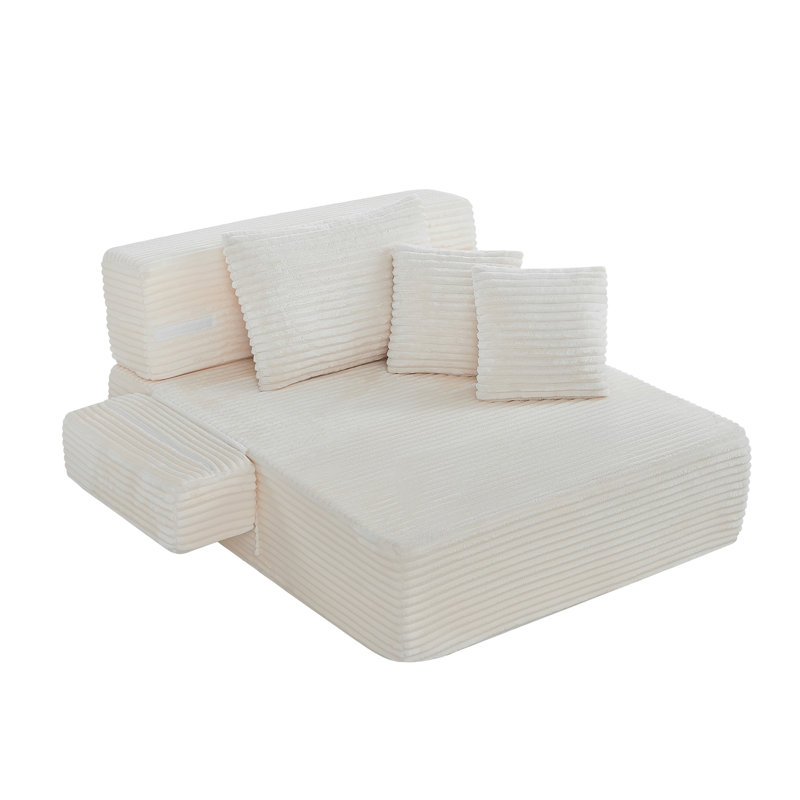 Chaise longue surdimensionnée rembourrée, aucun assemblage requis, Beige