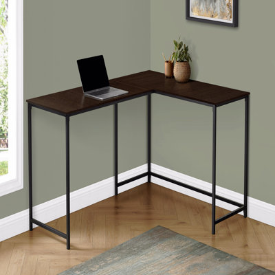Computer Desk, Home Office, Corner, 58"L, L Shape, Work, Laptop, Brown Laminate, Black Metal, Contemporary, Modern