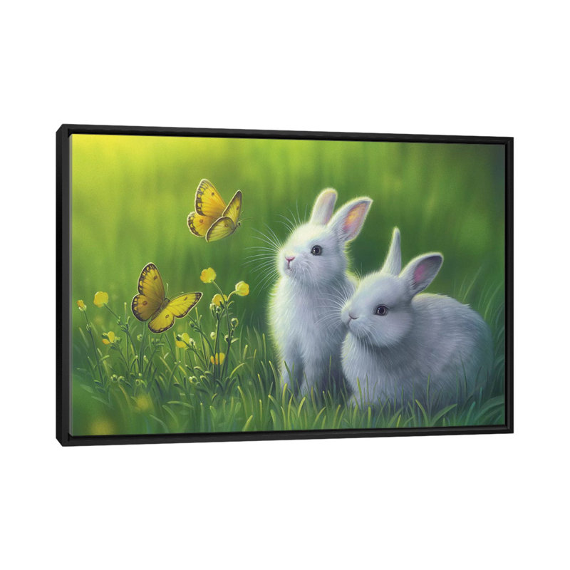 « buttercups », impression sur toile, H 18 po x l 26 po x P 1,5 po, Toile avec cadre noir, Pas de tapis