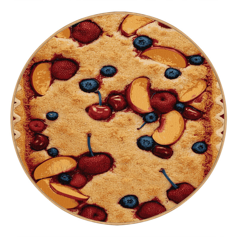  Tapis lavable avec fruits et desserts, Rond 5 pi