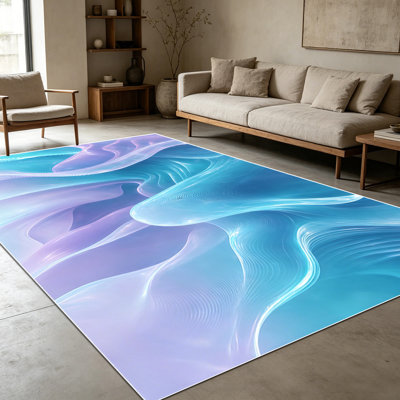 Tapis de salle de bain à motif abstrait tourbillon de couleur bleu sarcelle lavande dégradé 1 pièce pour le salon, doux et confortable, convient à toutes les saisons, facile à entretenir, tapis de sol intérieur lavable à la machine, sous la ferme 