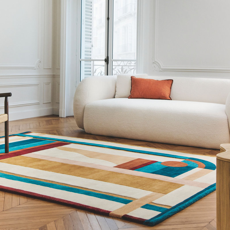 Hacienda Hand Tufted Wool Area Rug, Rectangle 5'5" x 7'8"