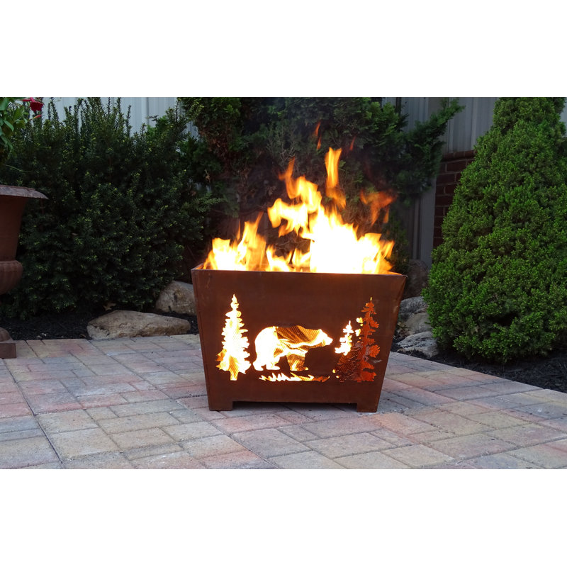 Homerville Rectangle Steel Wood Burning Fire Pit