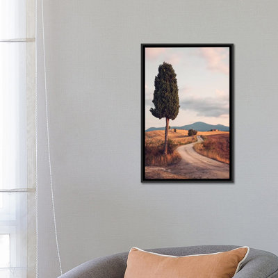 «Route de campagne avec cyprès, Toscane, Italie», reproduction de photo sur toile tendue
