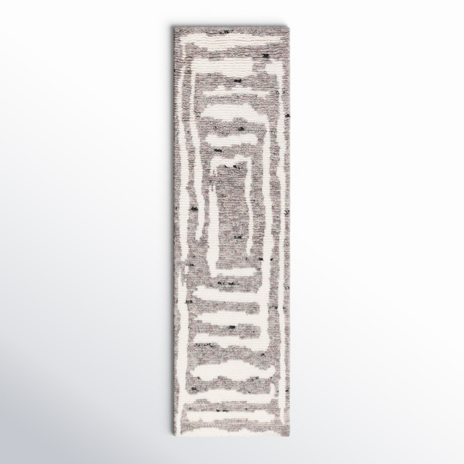 Kass Ivory Gray Hand-Woven Flatweave Wool Rug, Runner 2'3" x 8'