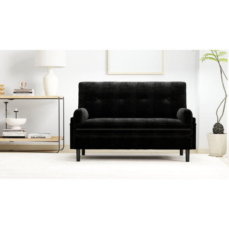 Convertible Loveseat, Black Corduroy