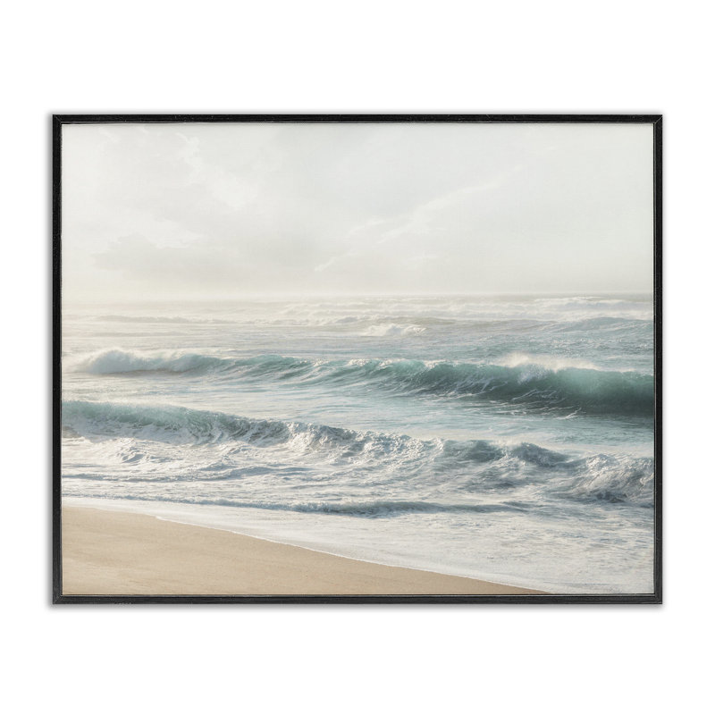 «Distant Beach View Giclee Art» par Mike Calascibetta, H 11 po x l 14 po, Giclée encadrée noir minuit