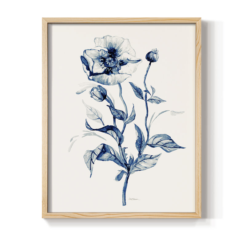 Indigo Wild Roses II, reproduction encadrée - bois massif, Naturel, H 11 po x l 9 po