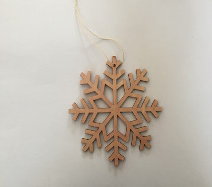 Wooden Snowflake Christmas Ornaments - 4.75" - Pink - Set Of 4