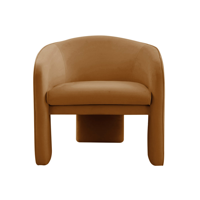 Upholstered Barrel Chair, Brown Velvet