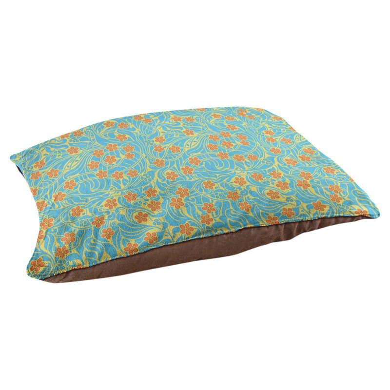 Coussin stylisé à motif floral tourbillony Byrge, L 29,5 po x l 19,5 po, Jaune, bleu et orange