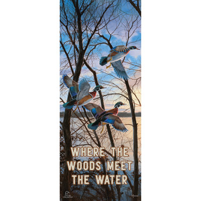 Vol du soir - Canards branchus, 30 x 76 cm, Panneau en bois, Où le
