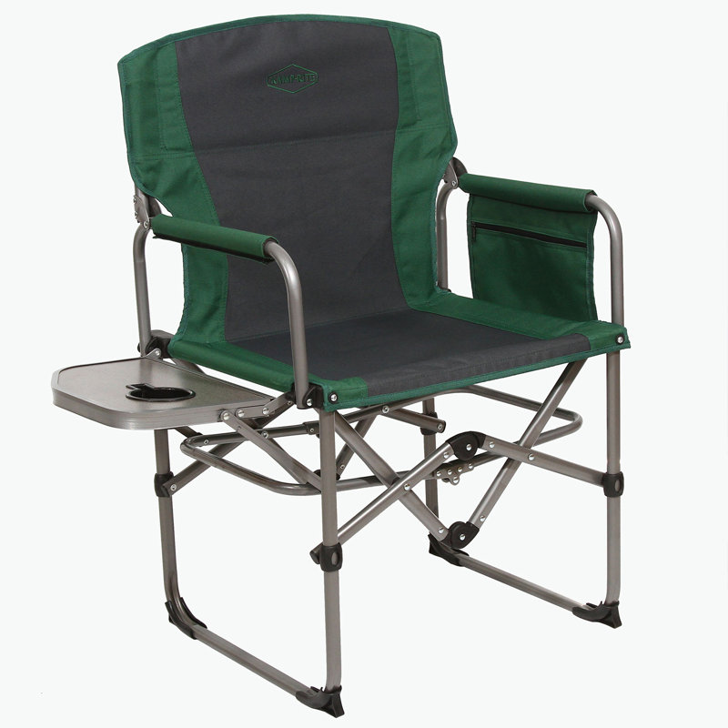 Kamp-Rite Compact-Fold Director's Chair with Side Table & Cup Holder, Green