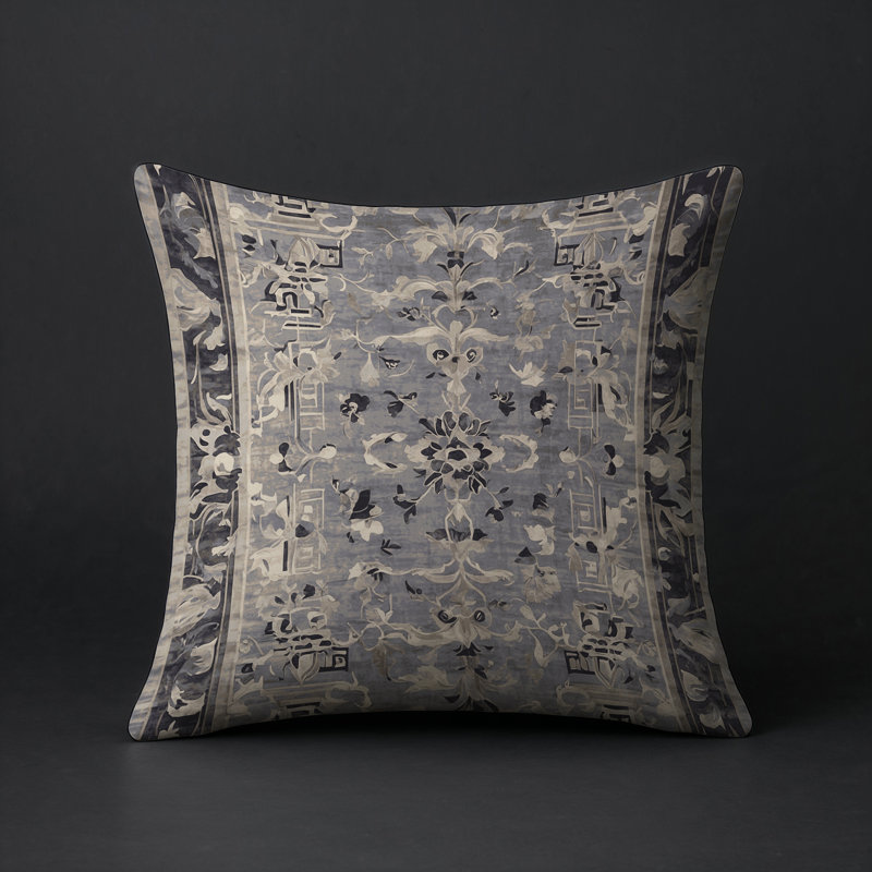 Coussin décoratif intérieur / extérieur gris Modern Modern, Carré 16 po, Gris / gris foncé / brun clair oriental