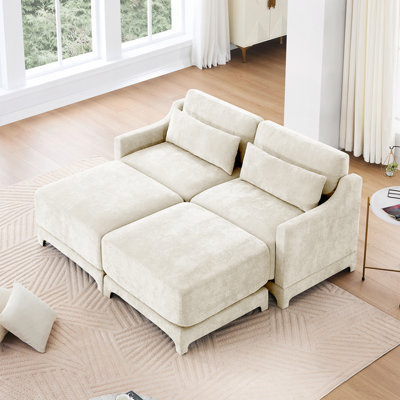 Élégant canapé rembourré en chenille avec conception modulaire et soutien lombaire pour la vie