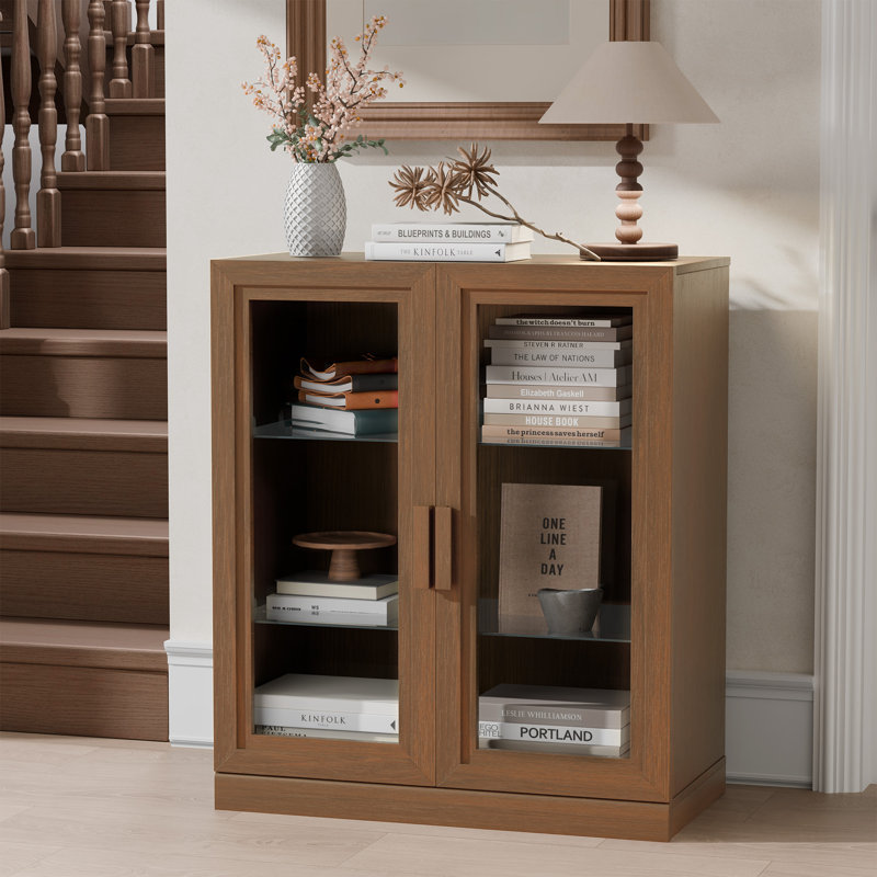 Armoire de rangement d'appoint en bois massif, H 36 po x l 31 po x P 16 po , Noyer