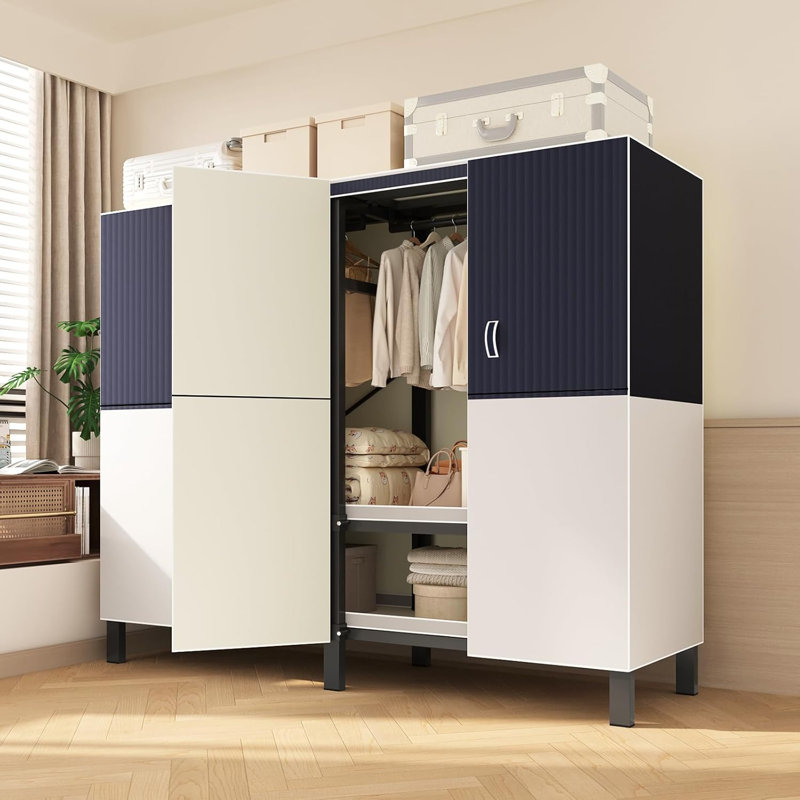 Heavy Duty Freestanding Wardrobe, Magnetic Door Portable Closet, 1000lbs Load, Brown, 49.2''×20.5''×67''
