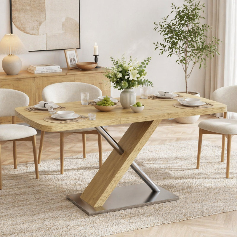 47.25 "-63" Dining Table, Natural