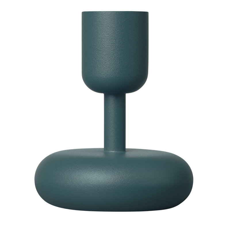 Juba H Tabletop Candlestick Holder with Candle Included, 4.25" H x 3.5" W x 3.5" D, Solid Brass