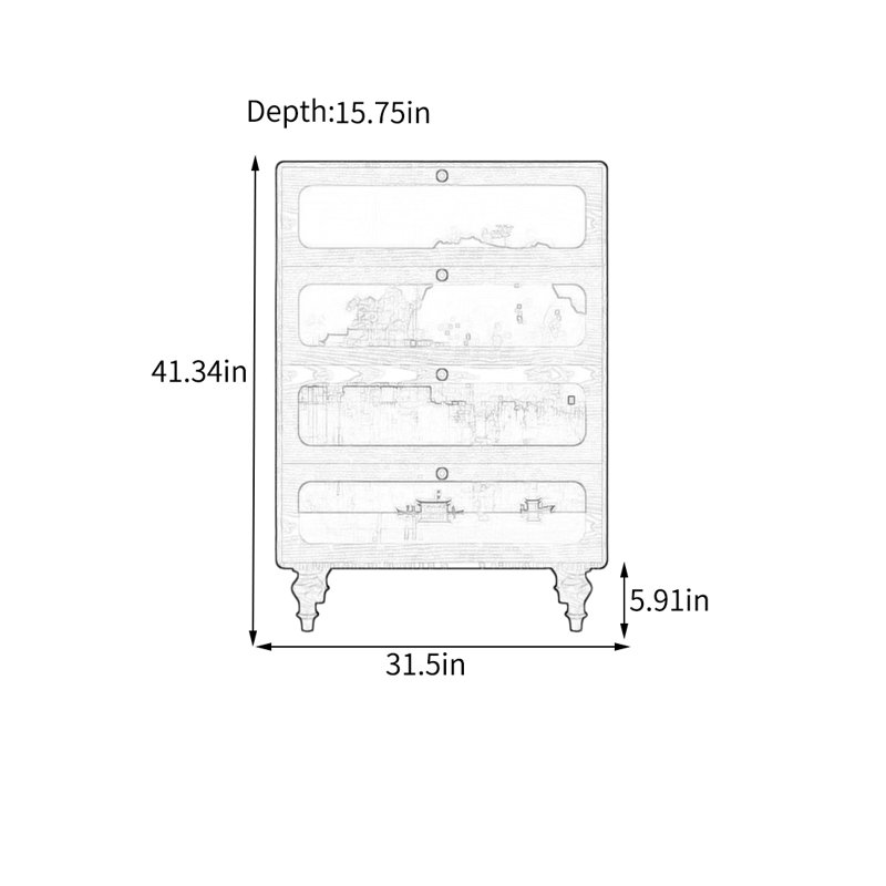 Armoire en frêne avec plusieurs tiroirs