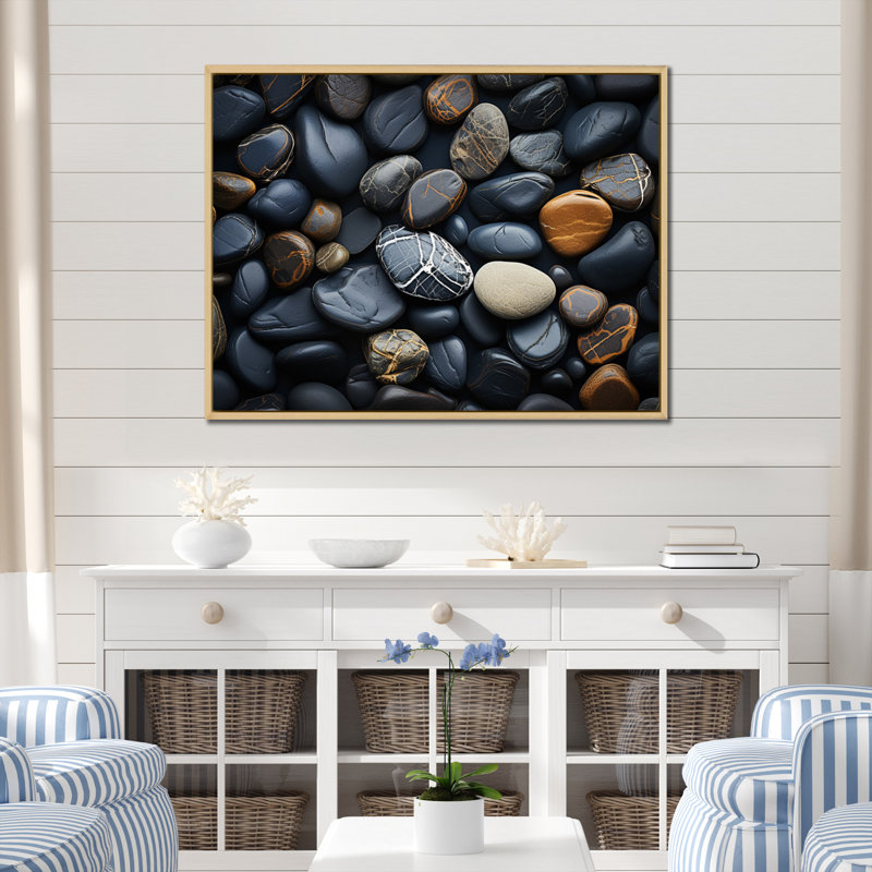 «Rocky Beach Patterns V - Coastal Beach», reproduction d'art, H 24 po x l 32 po, Cadre photo blanc