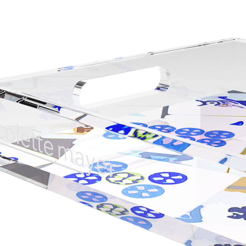 Mahjong Acrylic Decorative Tray, Rectangle, 12.5"W x 7.75"D x 2"H, Blues