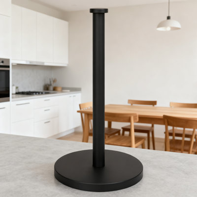 Porte-essuie-tout sur pied en acier inoxydable avec base lestée, patins antidérapants et grand capuchon d'extrémité pour rouleaux standard et jumbo, aucune installation requise pour le comptoir de cuisine ou de salle de bain